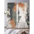 thumbnail image 3 of Sheer Curtains 96 Inches Long, Modern Abstract Art Light Filtering Window Curtains for Living Room/Bedroom, Vintage Sage Green Orange Rod Pocket Voile Sheer Curtain Drapes, 52"W x 96"L, 2 Panels, 3 of 9