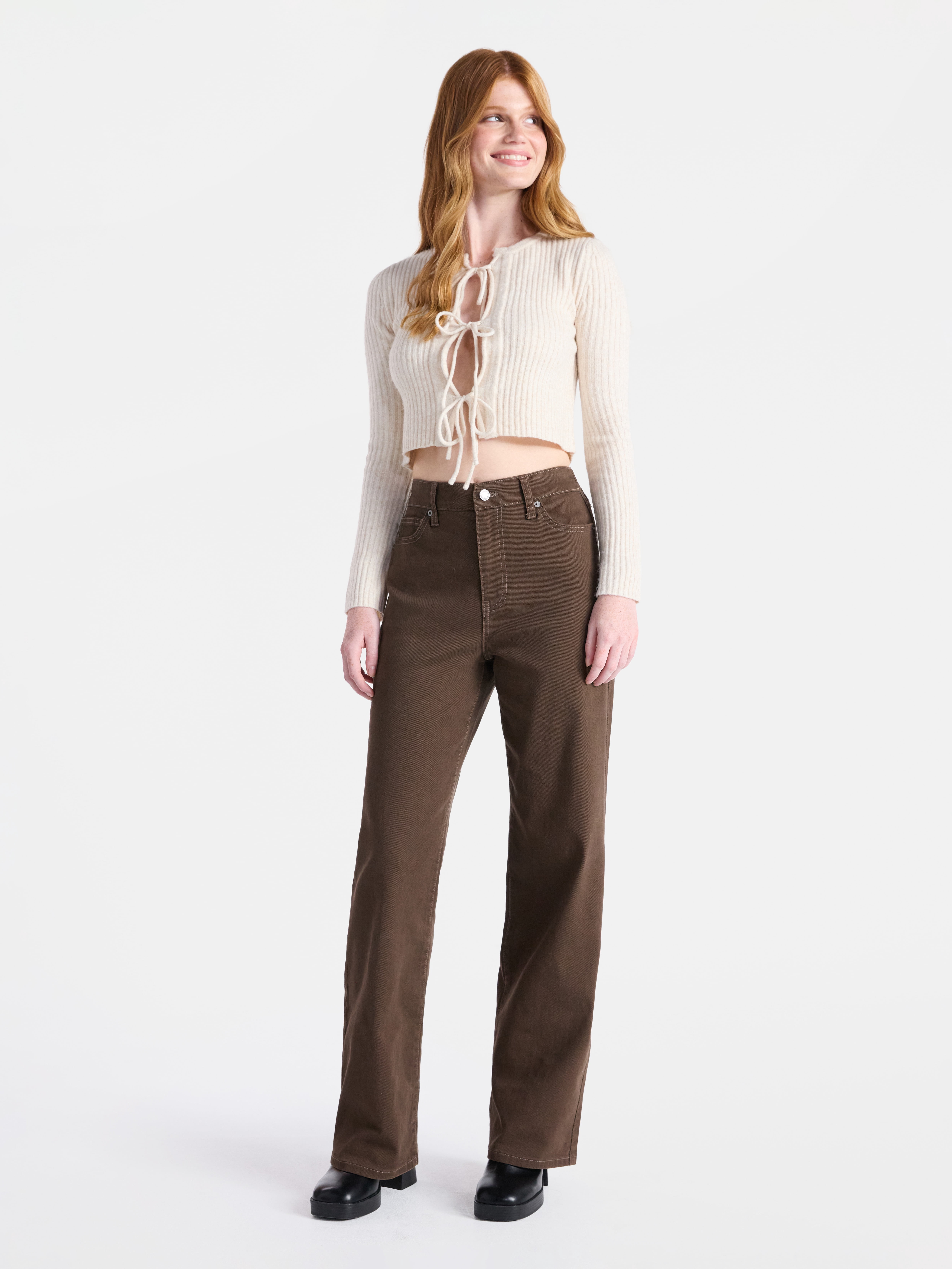 No Boundaries High Rise Baggy Wide Leg Jeans, 32" Inseam, Women's and Women's Plus Sizes XXS-4X