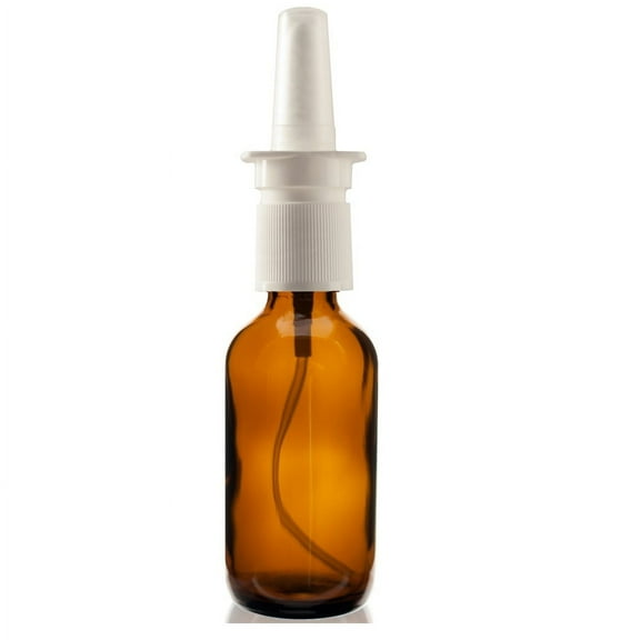 2 oz AMBER Boston Round Glass Bottle - w/ Nasal Sprayer - pack of 12