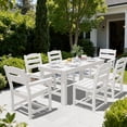 thumbnail image 7 of SERWALL 7-Piece HDPE Outdoor Dining Table Set, All-Weather 67-Inch Patio Table and 6 Armless Chairs for Deck, Lawn or Garden, White, 7 of 7