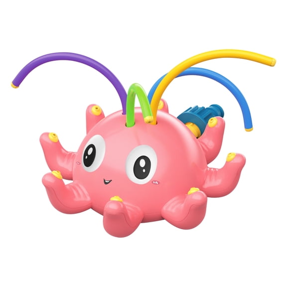 Outdoor Water Spray Toy – 7.2 x 5.6 x 2.9in No Battery Required Sprinkler Play Set with Hose for Sensory Play(Pink)