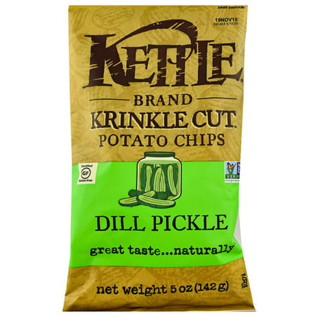 Kettle Foods Krinkle Cut Potato Chips Dill Pickle -- 5 oz pack of