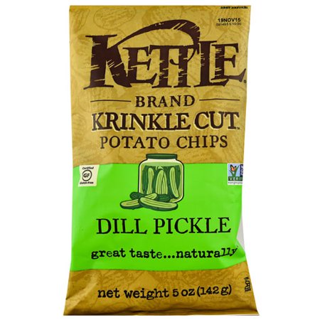 - Kettle Foods Krinkle Cut Potato Chips Dill Pickle -- 5 oz pack of 6