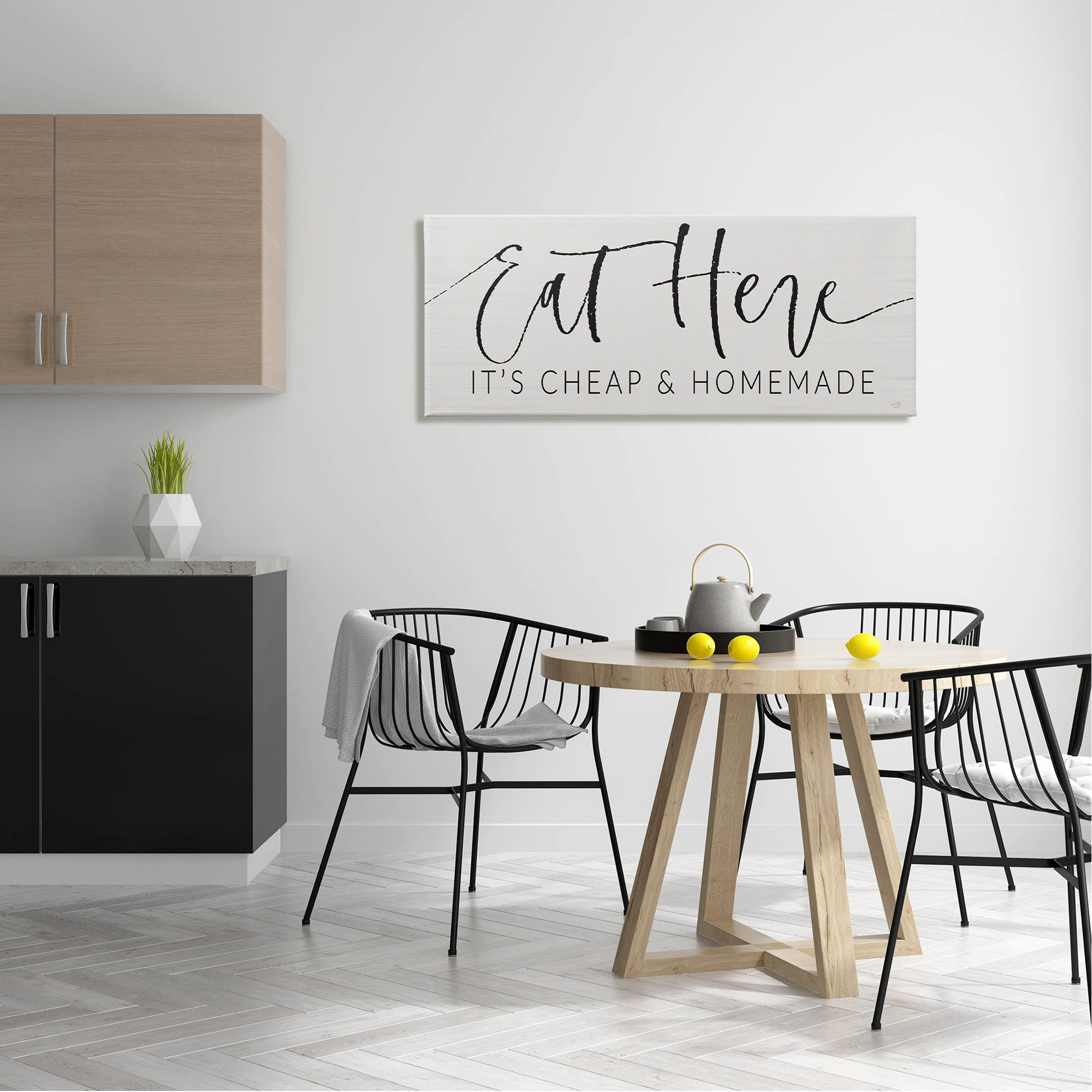Eat Here Cheap & Homemade Phrase Inspirational Graphic Art Gallery Wrapped Canvas Print Wall Art