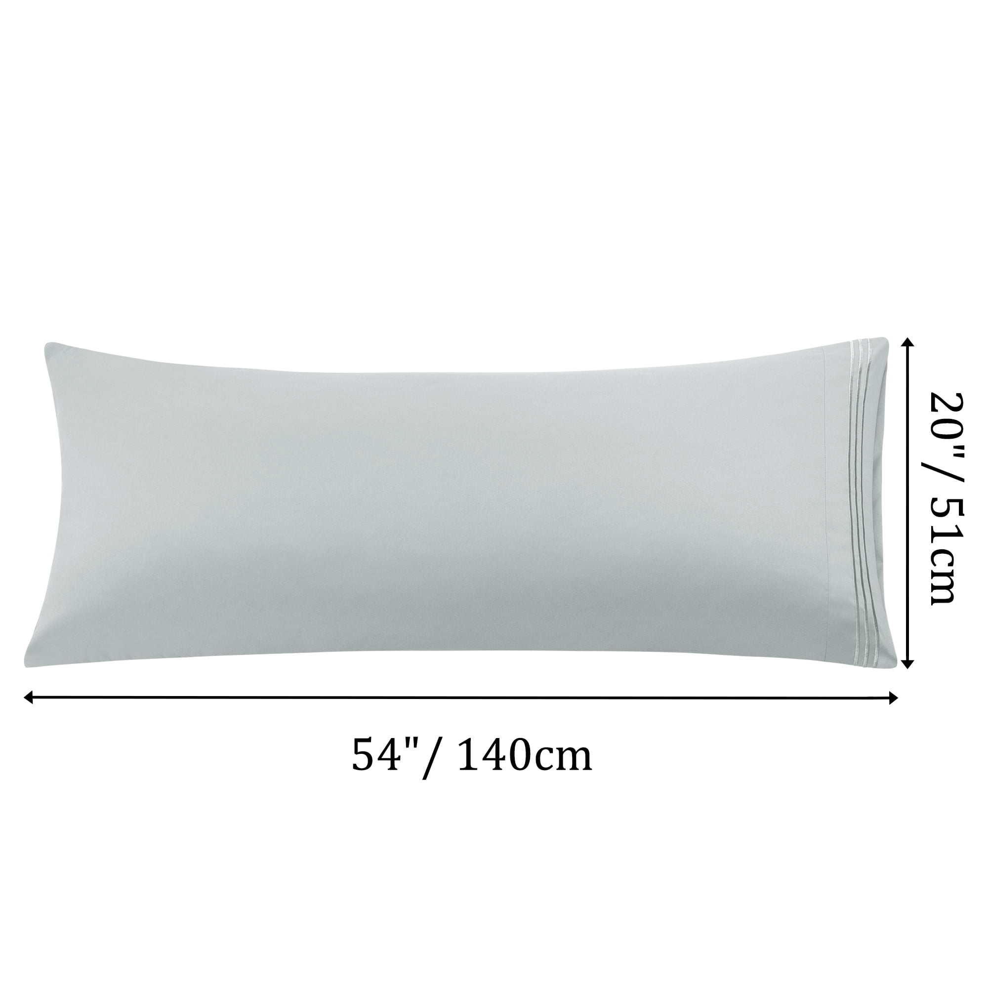 Unique Bargains Polyester Soft Zipper Closure Body Pillowcases 2 Pcs Light Gray 20"x54"