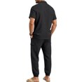 thumbnail image 6 of hotojiny Mens Summer 2 Piece Set Button Collared Short Sleeve Golf Shirt Cinch Bottoms Cargo Pants Walking Casual Outfits(Black,X-Large), 6 of 7