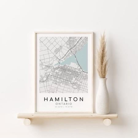 POSTER Hamilton Ontario Canada City Map, Wall Map Poster, engagement map art, personalized gift, Map Print, best friend gift,-UNFRAMED