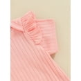thumbnail image 6 of BABAMOON Newborn Baby Girl Summer Clothes Solid Color Short Sleeve Ruffle Romper with Shorts and Headband Outfits, 6 of 9