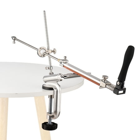 

Sharpener System With 4 Whetstones Desktop Clip-On Sharpener Kit 360-Degree Rotation Fixed Angle Alloy Manual Sharpener 180-Degree Flipped Clip Easy To Assemble And Store