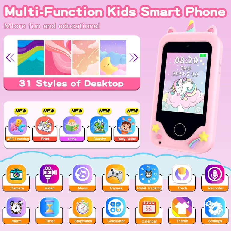 Tosaju Enfants Jouet de Téléphone Mobile avec Double Caméra d'enfants 2