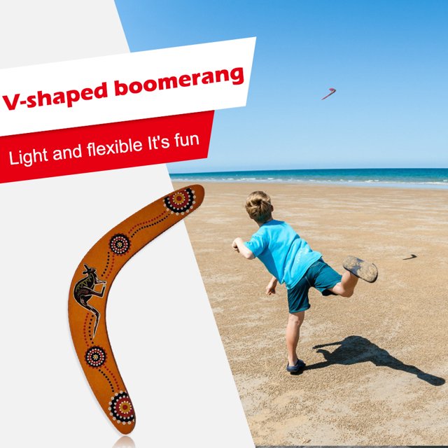 Canguro de madera retroceso en forma de V Boomerang disco tiro captura deportes al aire libre accesorios Ehuebsd