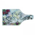 thumbnail image 1 of Swan Cutting Board, Grunge Style Sketch Image of Lover White Swan Partners in Pond Lily Flowers Red Roses, Tempered Glass Cutting and Serving Board, Wine Bottle Shape, Multicolor, by Ambesonne, 1 of 1