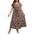 thumbnail image 2 of a.Jesdani Women's Plus Size Maxi Dress Boho Floral Butterfly Sleeve V Neck Flowy Maxi Dress Party Wedding Guest Dress L-4X, 2 of 10