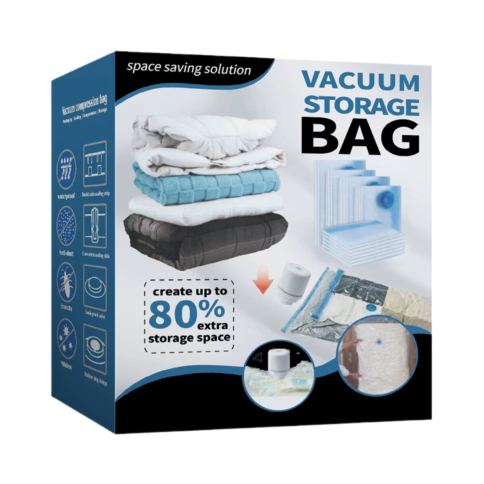 Transparent Blue Vacuum Compression Bag Storage Bag Hand Rolled