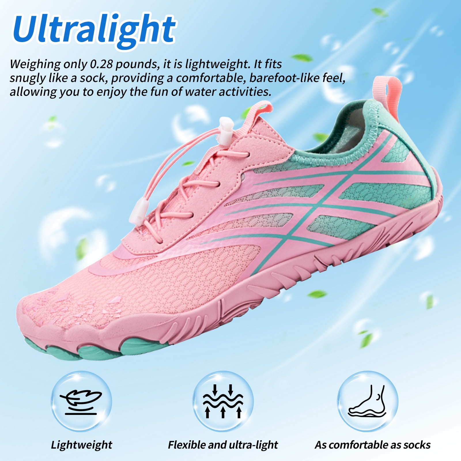 Barefoot Water Shoes Women Men Quick Dry Wide Toe Non-Slip Breathable Aqua Shoes for Beach Pool Swim Hiking Walking
