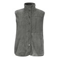 thumbnail image 5 of Womens Vest Sleeveless Fuzzy Sherpa Jacket Button Down Loose Warm Gilet Outerwear Color Grey Size S, 5 of 7