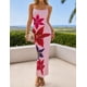 thumbnail image 2 of Vestido largo ZESICA para mujer, estampado floral, tirantes finos, color rosa, 2 of 8