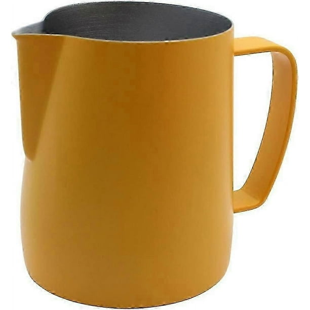 Stainless Steel Frothing Pitcher Jug Steaming Pitcher Suitable for Coffee, Latte and Frothing Milk 350ml Yellow
