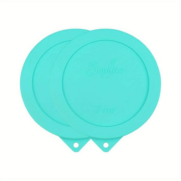 Bamboohart 2pcs Sophico Silicone Storage Container Lids - Non-Stick Heat-Resistant Leak-Proof Replacement Lids for Anchor Hocking & 6.5 & 7 Cup Glass Bowls (Mint Green Container Not In