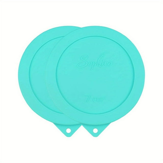 Bamboohart 2pcs Sophico Silicone Storage Container Lids - Non-Stick Heat-Resistant Leak-Proof Replacement Lids for Anchor Hocking & 6.5 & 7 Cup Glass Bowls (Mint Green Container Not In