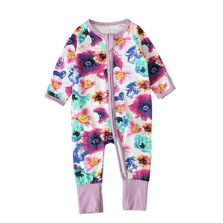 

Tarmeek Newborn Baby Romper Jumpsuit Cotton Footies Romper Pajamas Infant Long Sleeve Cartoon Printed Sleeper Bodysuit Playsuit One Piece