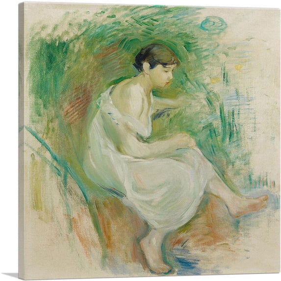 ARTCANVAS Baigneuse En Chemise 1894 Canvas Art Print by Berthe Morisot - Size: 18" x 18" (1.50" Deep)