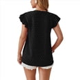 thumbnail image 3 of Blusa de Mujer con Cuello en V y Mangas con Volantes, Holgada, Elegante, Informal, , de Verano, Negra, XXL, 3 of 10