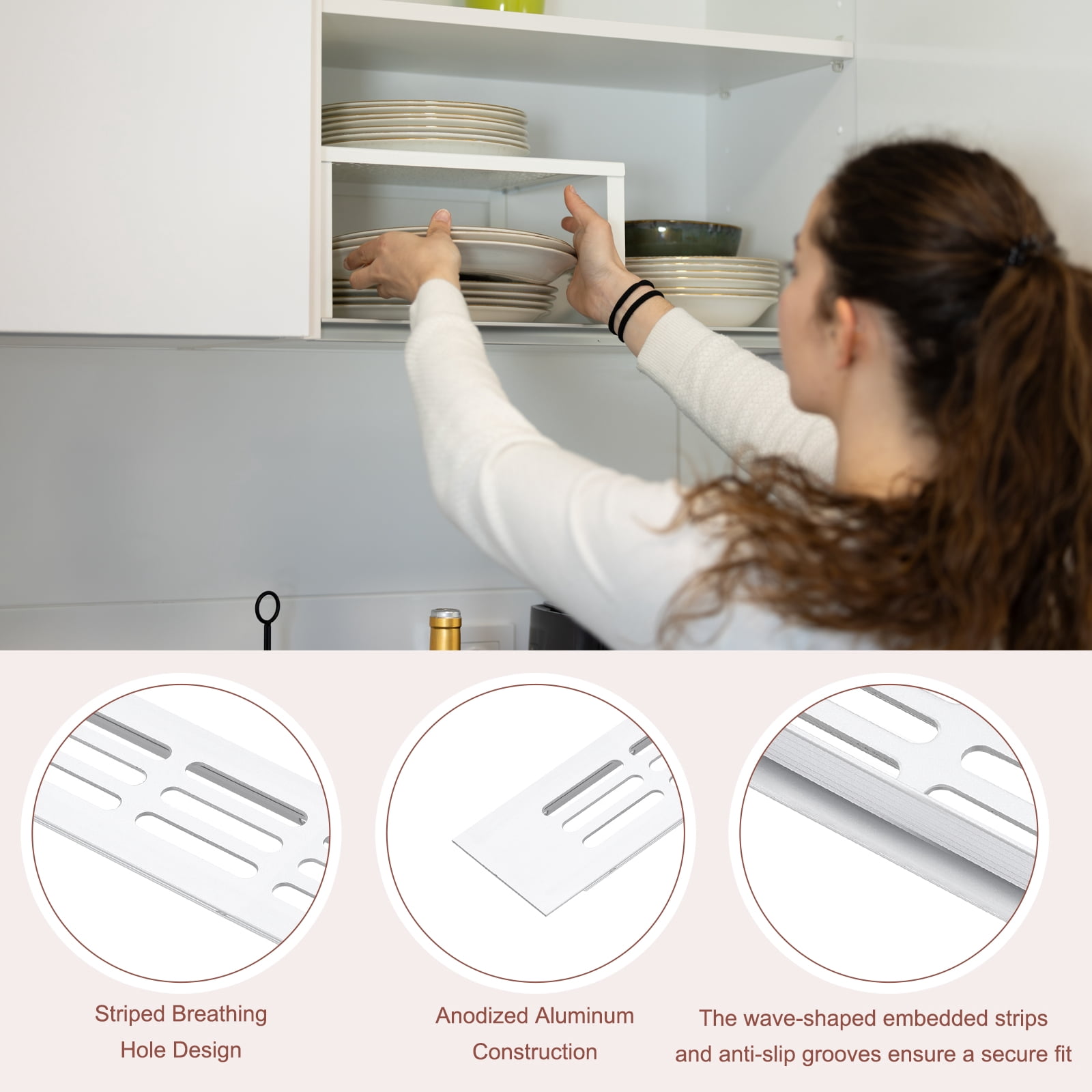 Uxcell 3 Pcs Door Air Vent Cover, 10 x 1.7 (Outer Dimensions) Inch Aluminum Louvered Ventilation Grille Rectangle Toe Kick Vent with Mounting Screws for Shoe Cabinet Wardrobe, Silver