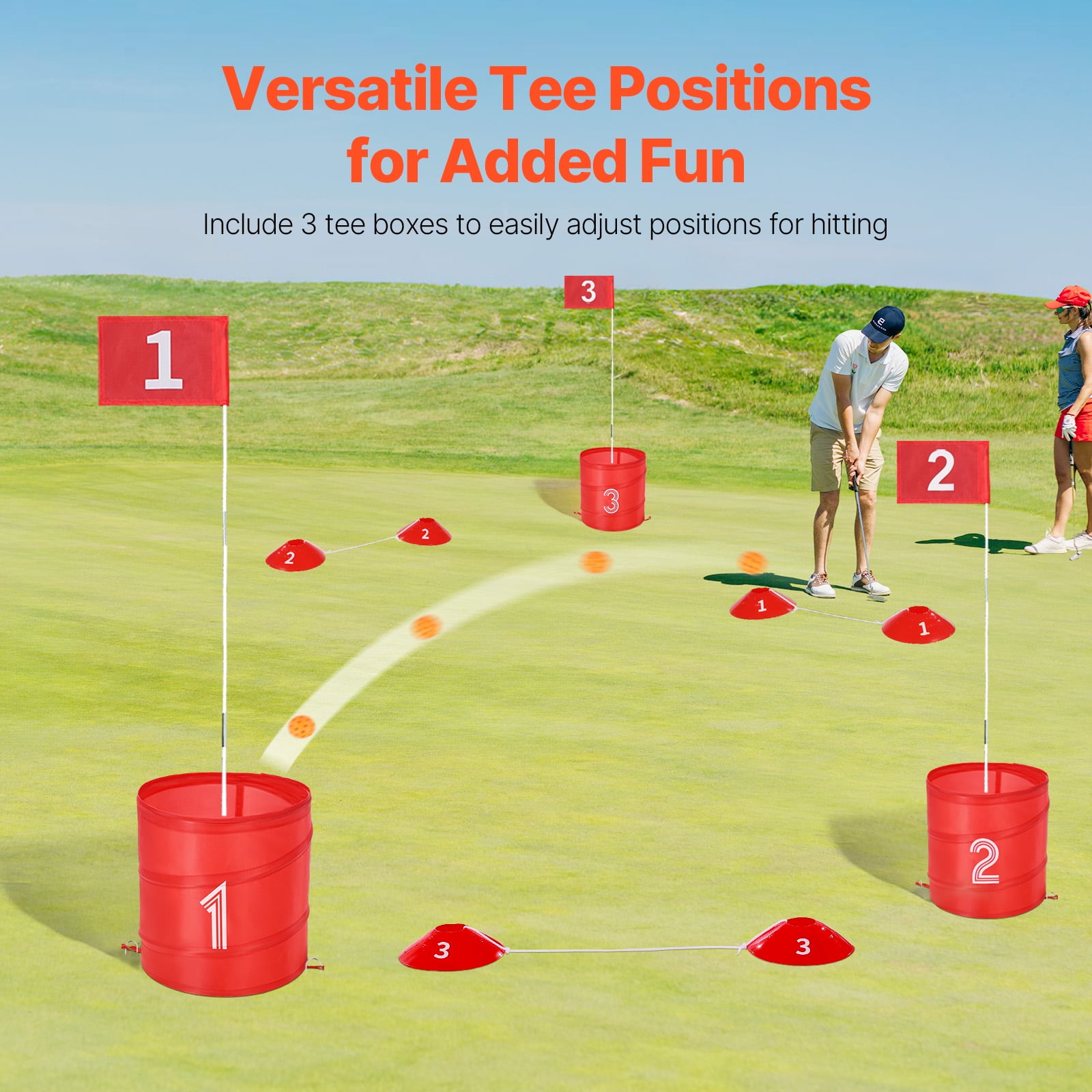 VEVOR Backyard Golf Game, 3 Hole Golf Course, Bucket Golf Game Practice Games, Golf Chipping Game for Family, Adults and Kids, Portable Outdoor Yard Golf Game for Lawn, Yard, Camping, Park, Beach