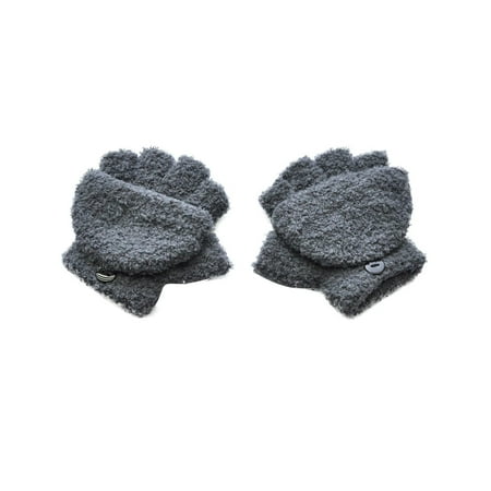 

Zwiiyzr Kids Convertible Mittens Fingerless Winter Glove Toddler Solid Color Knit Half Finger Mittens Flap Full Finger Glove Xmas Gifts for 5-11 Years Old Gray