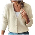 thumbnail image 2 of Kureaily Women's Autumn And Winter Pearl Button Four Button Sweater Cardigan Solid Color Cardigan, 2 of 5