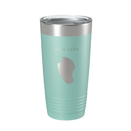 

Echo Lake Map Tumbler Travel Mug Insulated Laser Engraved Coffee Cup White Mountains New Hampshire 20 oz Teal