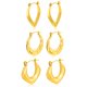 thumbnail image 1 of JeenMata - Juego de Regalo de 3 Pares de Pendientes para Mujer en Baño de Oro Amarillo, Paquete Múltiple, Ligeros, Pendientes Tipo Aro con Forma de Huggies para Uso Diario en la Oficina, 1 of 5