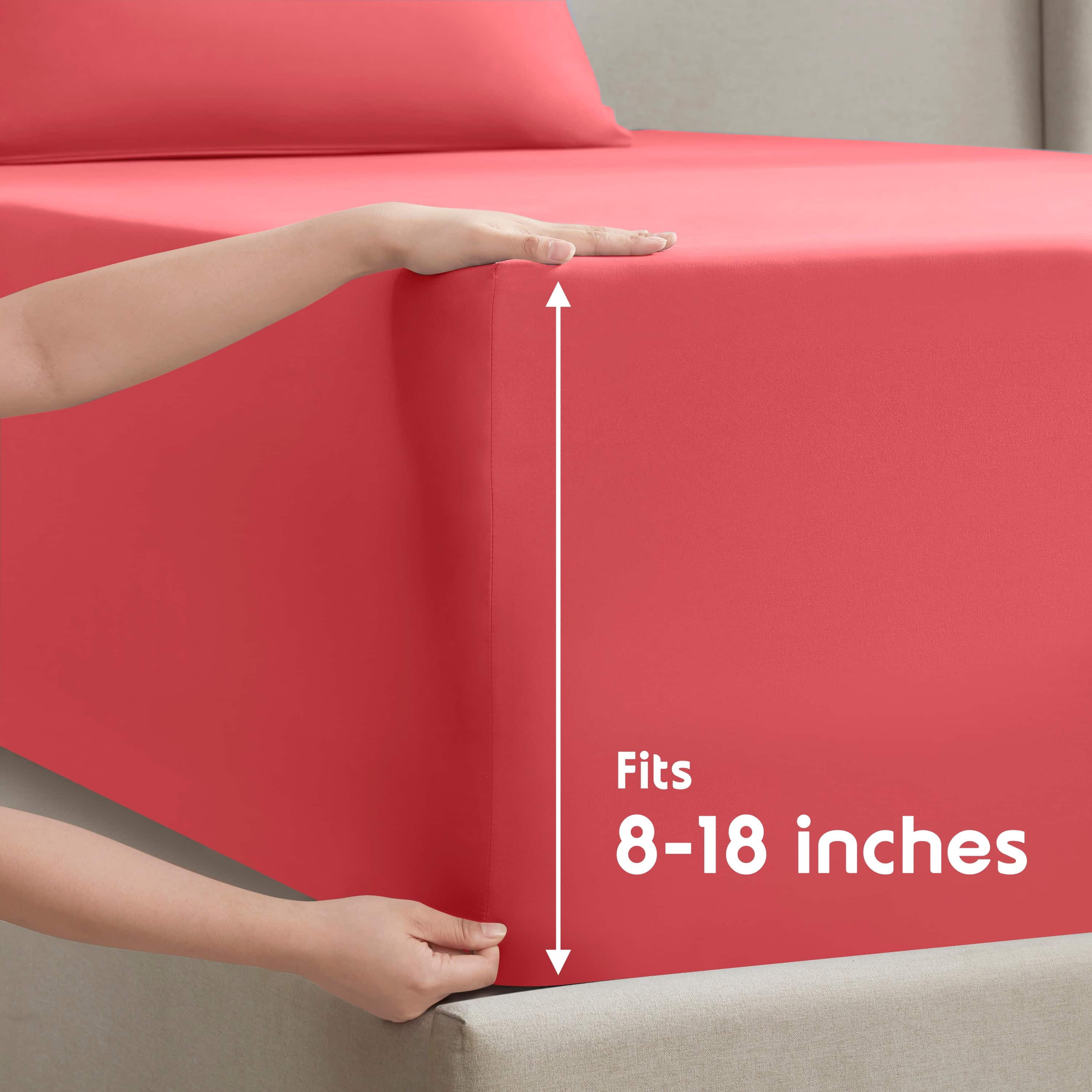 Lammaloe Split King Sheets Set, Hotel Style Deep Pocket 5 Piece Bed Sheets, Luxury Soft Microfiber Sheet Sets, Coral Pink