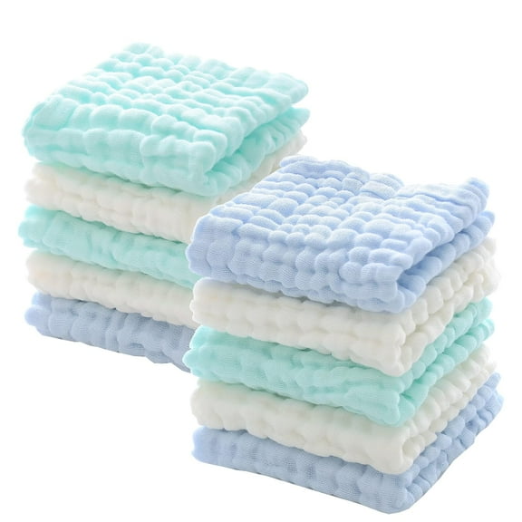 10 PCS Muslin Burp Cloths for Baby,Absorbent Cotton Muslin Baby Towels,Soft Breathable Newborn Essentials for Boys and Girls,Newborn Essentials,12"x12"
