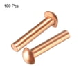 thumbnail image 3 of Uxcell 5/64'' x 25/64'' Round Head Solid Rivets Fasteners Copper 100 Pcs, 3 of 3