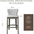 thumbnail image 2 of Maven Lane Hugo 31" Bar Height Barstool with Low Back in Reclaimed Oak Finish with Ash Grey Fabric Upholstered Seat, Set of 3, 2 of 6