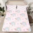 thumbnail image 2 of Homewish Kawaii Animal Unicorn 4 Pieces Queen Sheet Sets for Kids Boys Girls,Floral Magical Horse Ultra Soft Flat Sheet,Cartoon Gradient Rainbow Queen Fitted Sheet,Lightweight Room Decor, 2 of 7