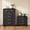 Black Dresser With 1pc 3 Drawer Nightstands, variant on HUJAUU 3 Piece Bedroom Furniture Set, 6-Drawer Fluted Tall Dresser & 2-Drawer Curved Nightstand Set of 2 with LED& Charging Station, Black