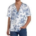 thumbnail image 3 of Vsdgher Rose Flowers Print Men's Wrinkle Free Untucked Cuban Shirt Business Casual Button Down Shirts Short Sleeve Shirt, 3 of 7