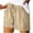 Khaki, variant on RYRJJ Womens Plus Size Shorts Comfy Summer Drawstring High Waist Cotton Linen Beach Lounge Shorts for Women Trendy(Dark Blue,S)