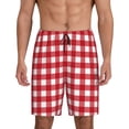 thumbnail image 2 of Rocae Red Checkboard for Men's Soft Sleep Pajama Shorts, Waistband and Pockets, 2 of 9