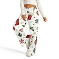 thumbnail image 2 of Women's Fashion Casual Loose Printed Wide-Leg Sports Pants with Christmas Print, Comfortable Home and Outdoor Wear, Elastic Waist with Drawstring for Easy Fit, Beige, S, 2 of 7