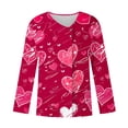 thumbnail image 4 of Women's Long Sleeve Heart Print Blouse Under $10 Casual Comfortable Collared Shirt Valentine's Day Theme Fashion Top, 4 of 5