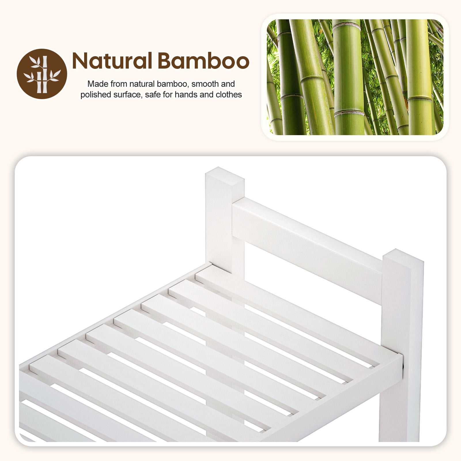 Enogets Over the Toilet Storage, Bamboo Bathroom Shelf Organizer with 2 Baskets & 4 Hooks, 4-Tier Space Saver