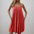 thumbnail image 2 of Nightgowns for Women Comfy Nightdress Cozy Sleepwear Front Pleated Spaghetti Strap Mini Dresses with Pockets, 2 of 5