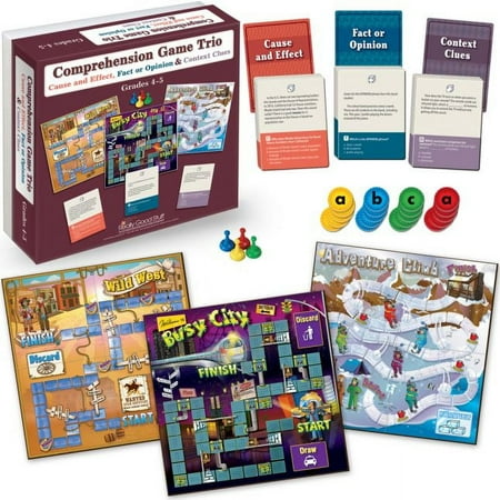 UPC: 0192407068872 | Comprehension Game Trio: Cause And Effect Fact Or Opinion and Context Clues – Grades 4-5 – 3 games