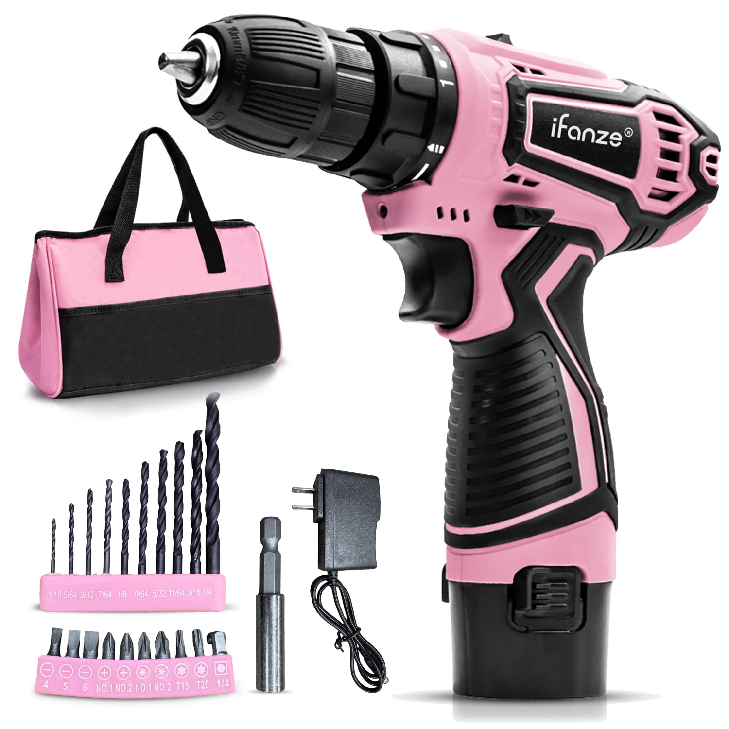 12V Cordless Drill, 2 Variable Speed Electric Power Screw Gun Set with 32 Accessories Multi-function Household Rechargeable Hand Cordless Screwdriver