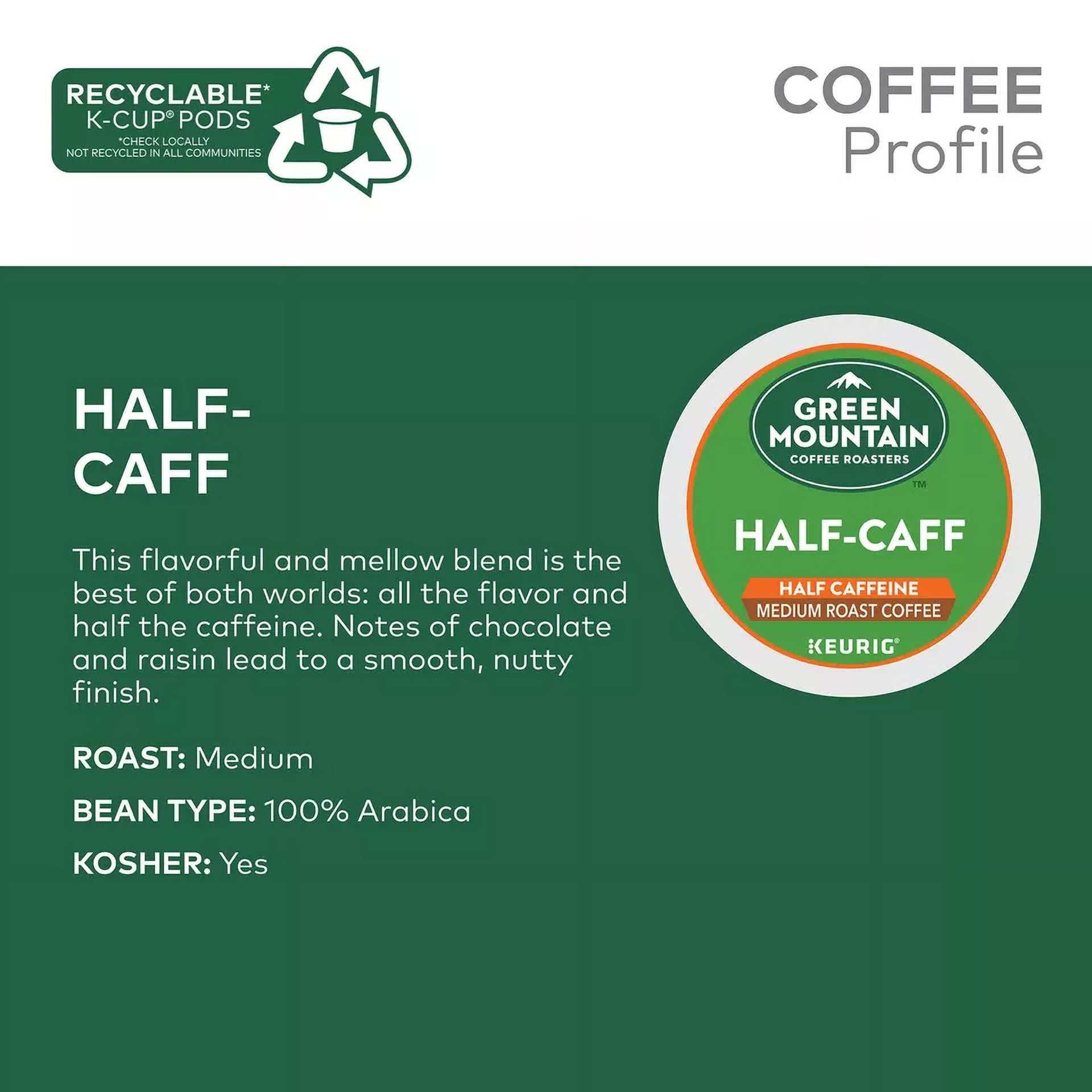 Green Mountain Coffee Half-Caff, 72 K-Cup Pods, Medium Roast