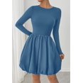 thumbnail image 4 of Vestido PRETTYGARDEN Mini Burbuja de Manga Larga Gris Azul XL, 4 of 8